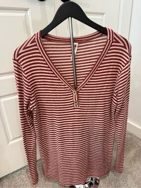 Vanilla Bay Red and White Striped Knit Top